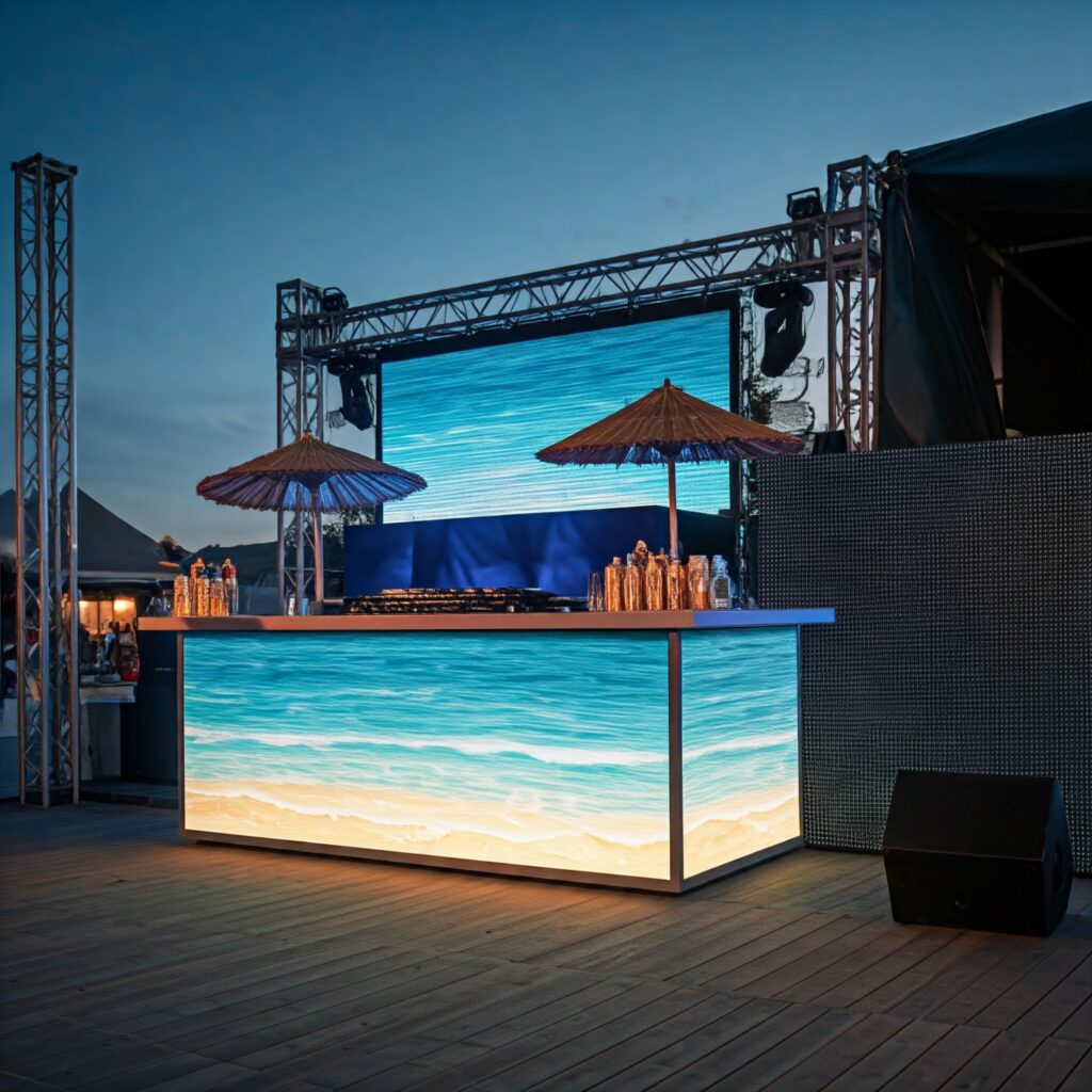 DJ on the Beach with LED Screen Backdrop