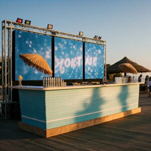 DJ on the Beach with LED Screen Backdrop