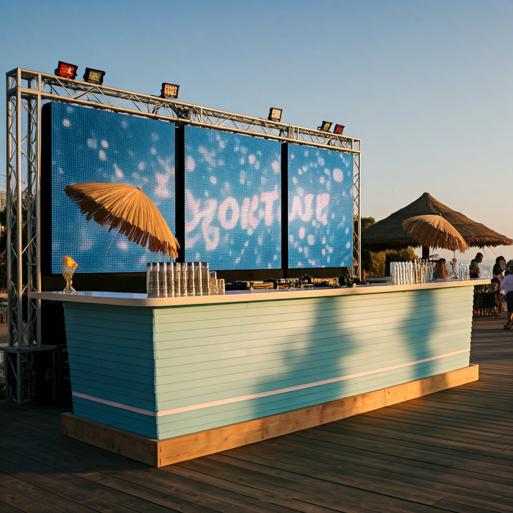 DJ on the Beach with LED Screen Backdrop